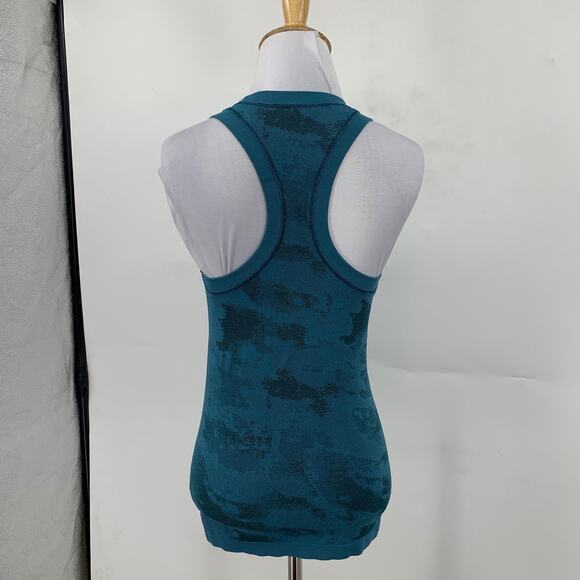 Athleta Tank Top Womens XS Extra Small Teal Blue Black Momentum Camo Fitted - Picture 5 of 10